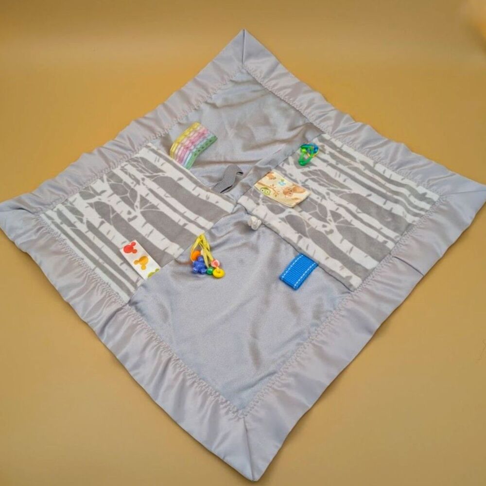 Baby Lovey Security Blanket Gray Sensory Toy Gender Neutral Replacement
